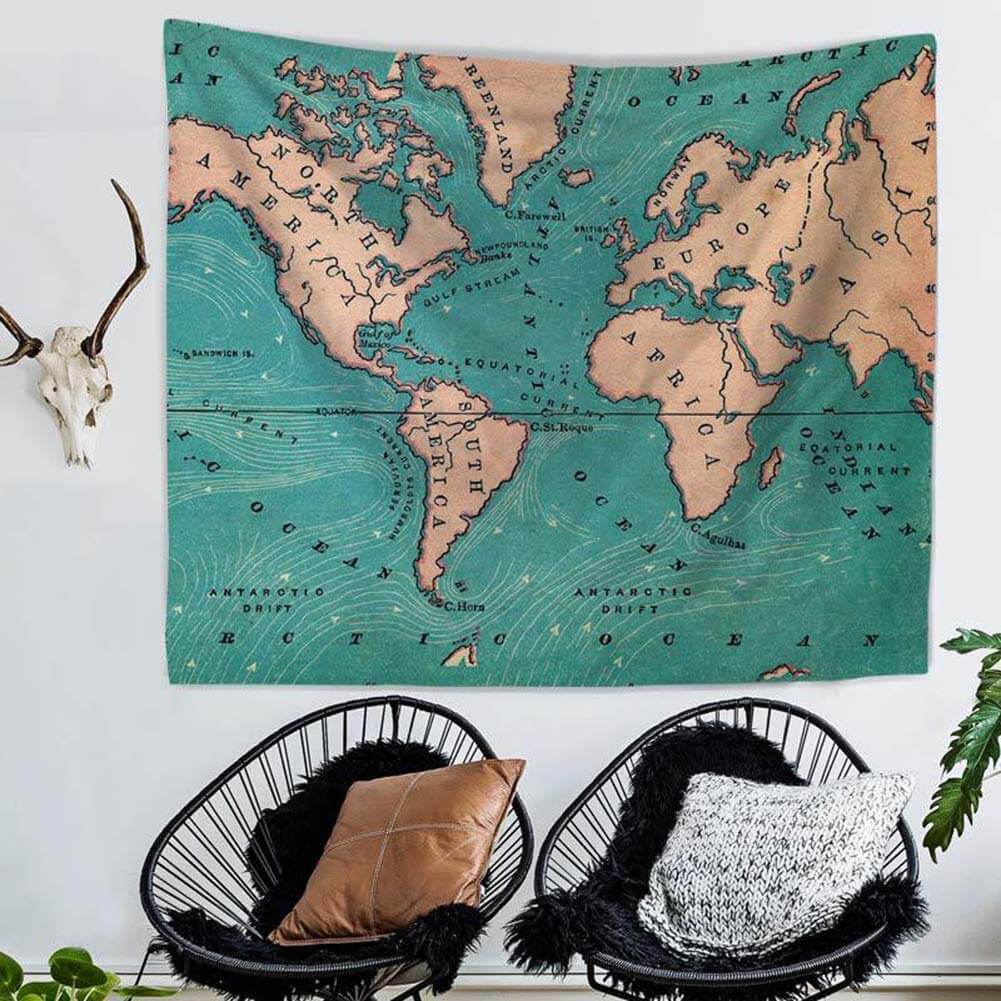 Digital Print Tapestry Series with Map Photography