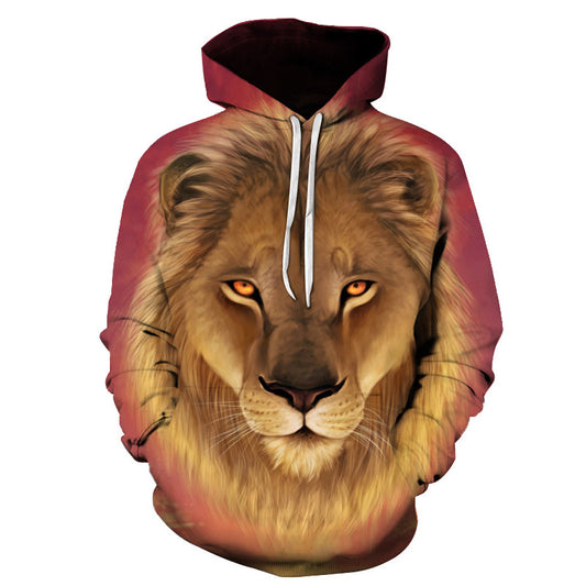 3D Lion Hoodie, Plus Size Sweatshirt