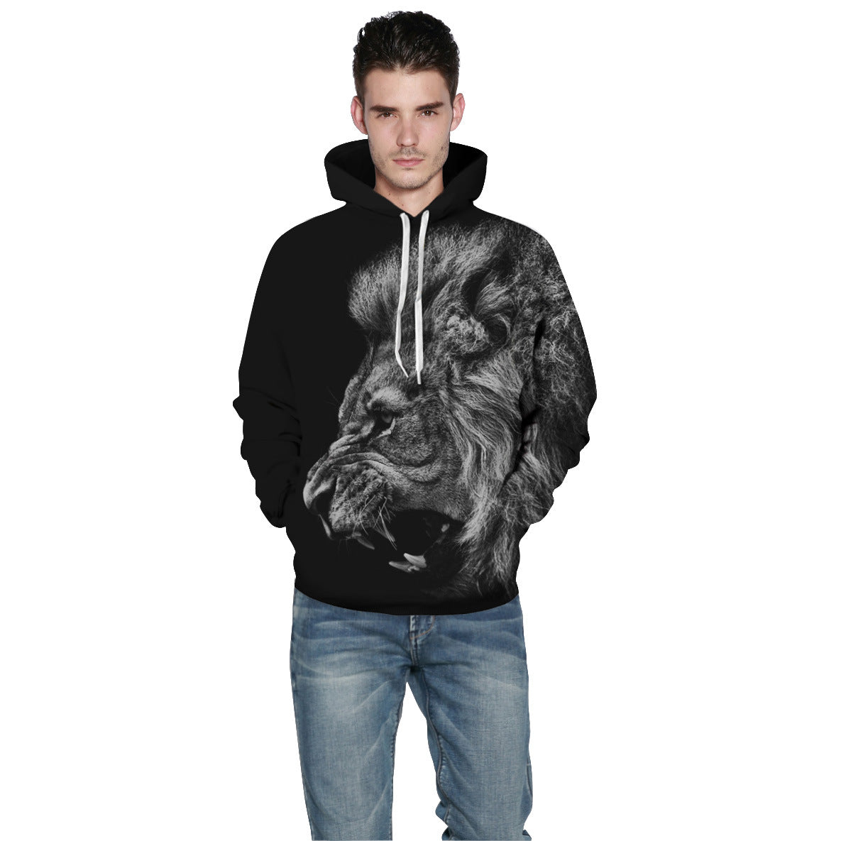 Hooded Sweatshirt with Lion Head for Couples