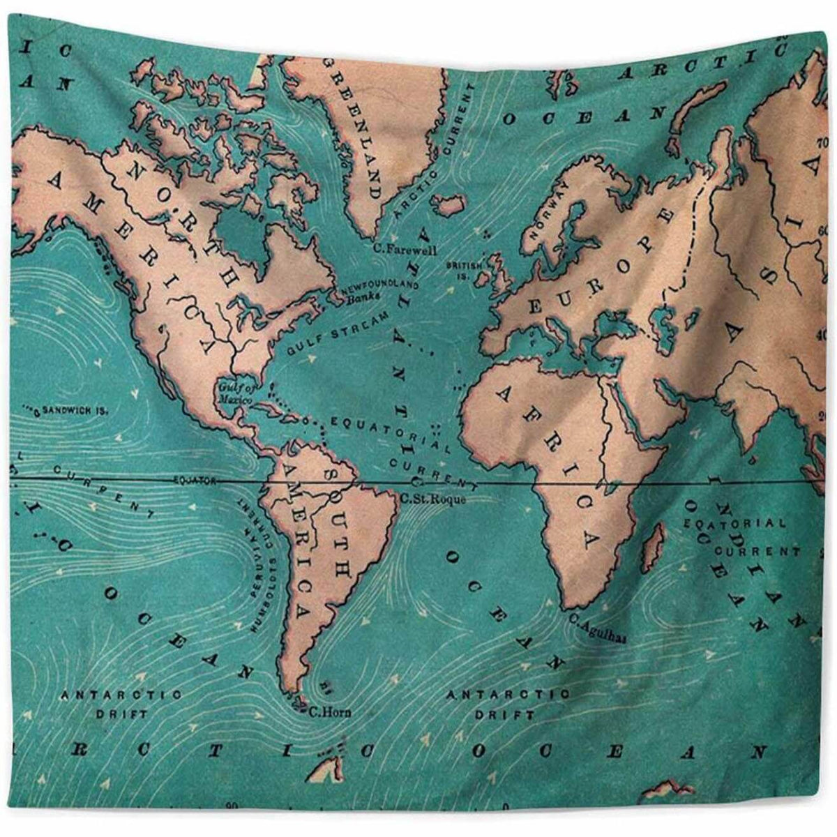 Digital Print Tapestry Series with Map Photography