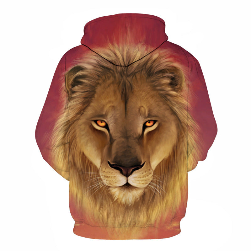 3D Lion Hoodie, Plus Size Sweatshirt