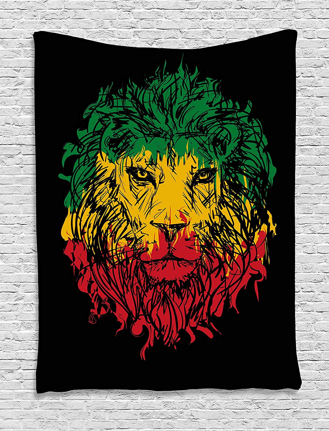 Lion Tapestry with Black Background for Bedroom Decor